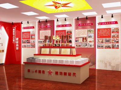 现代退伍军人党建展厅3D模型下载